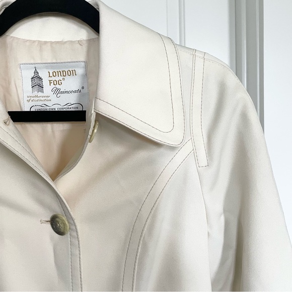 Vintage London Fog Classy Off-White Trench Coat - Size 8 - Picture 7 of 15